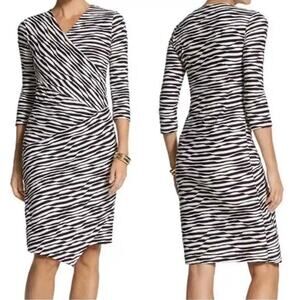 Chicos Jessie Dress Large Jessie Faux Wrap Career Textured Assymetrical Sz 2